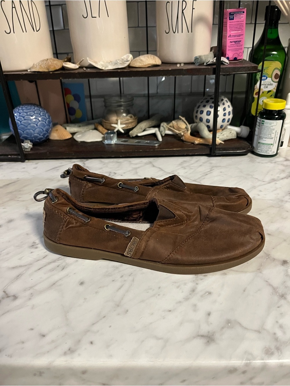 BOBS from Skechers Brown Slip-On Loafers size 8.5 super soft
